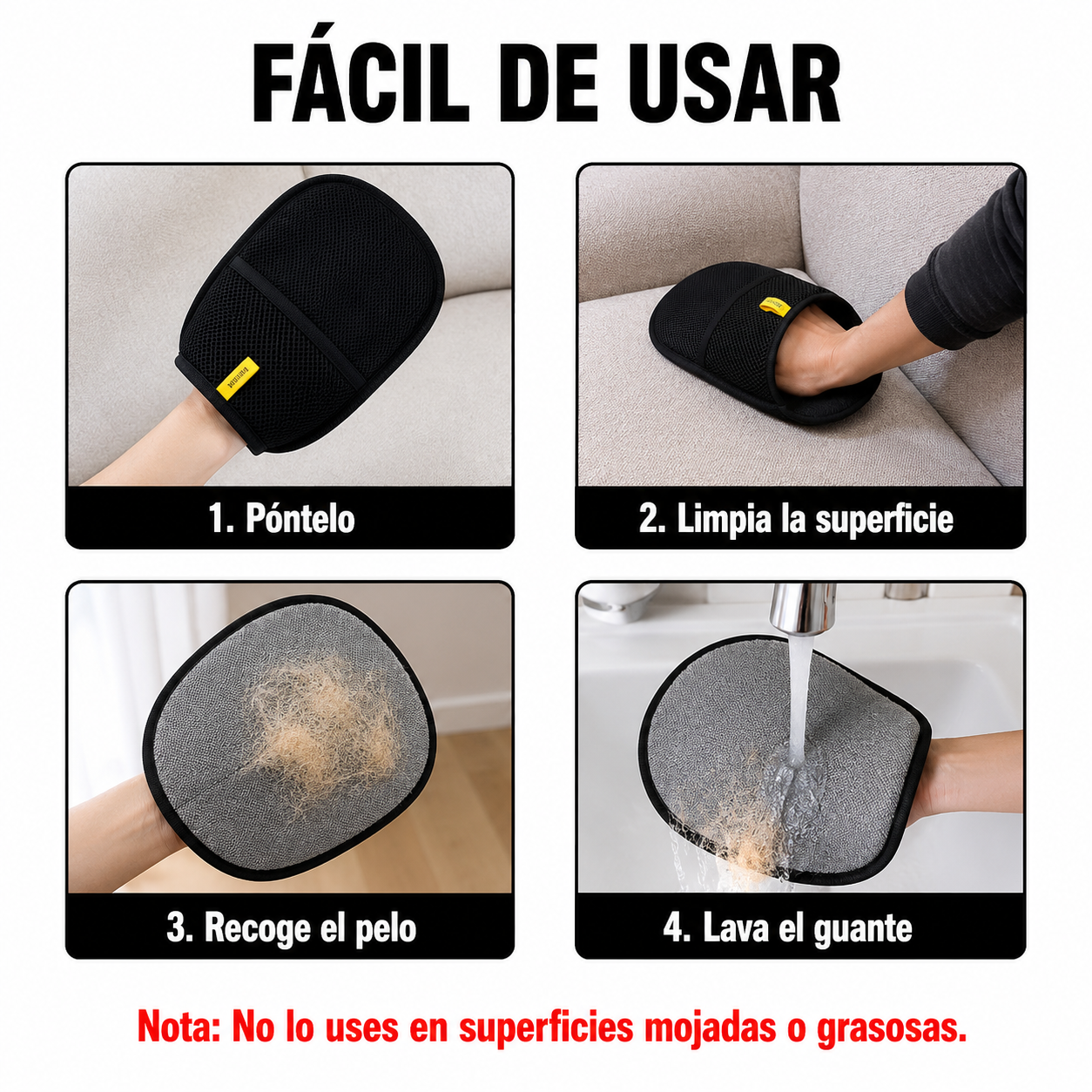 Guante Removedor de Pelo 2 en 1 - Negro